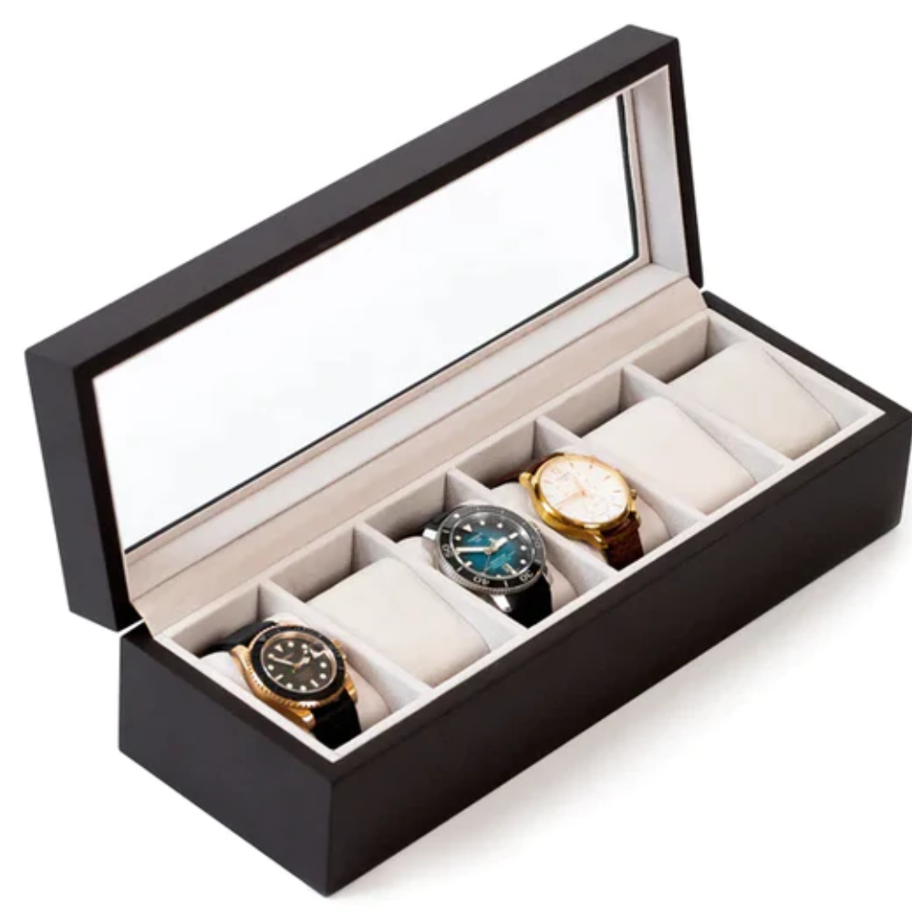 Herringbone Two Toned 5 Slot Watch Box