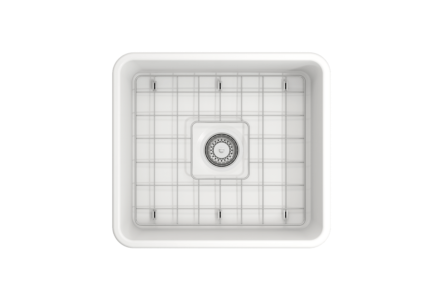 BOCCHI CLASSICO 20" Fireclay Farmhouse Single Bowl Kitchen Sink with Protective Bottom Grid and Strainer
