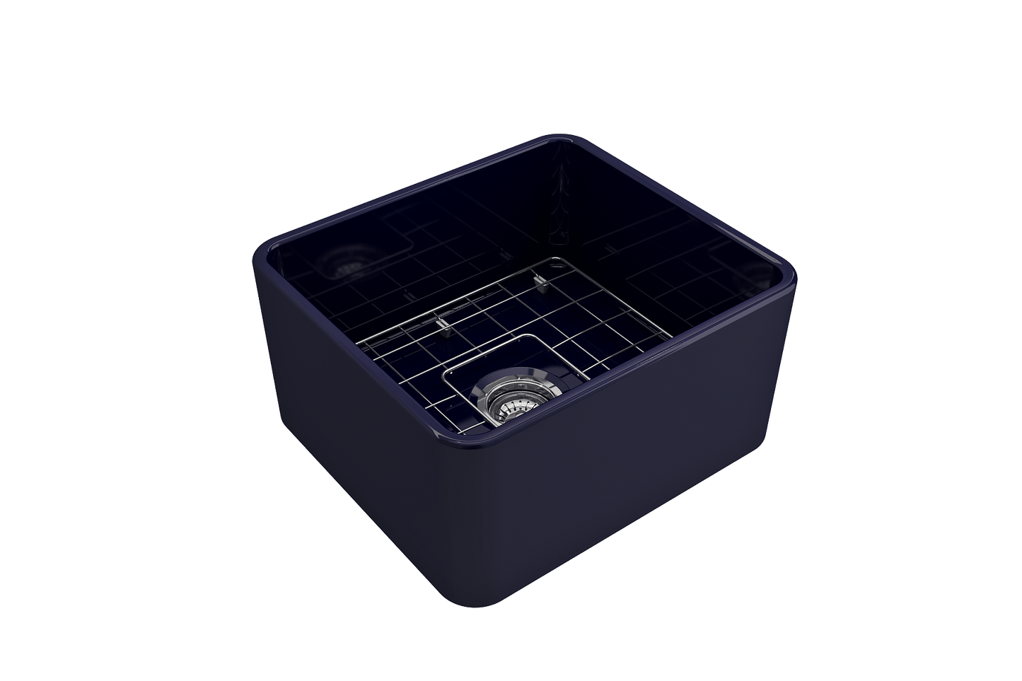 BOCCHI CLASSICO 20" Fireclay Farmhouse Single Bowl Kitchen Sink with Protective Bottom Grid and Strainer