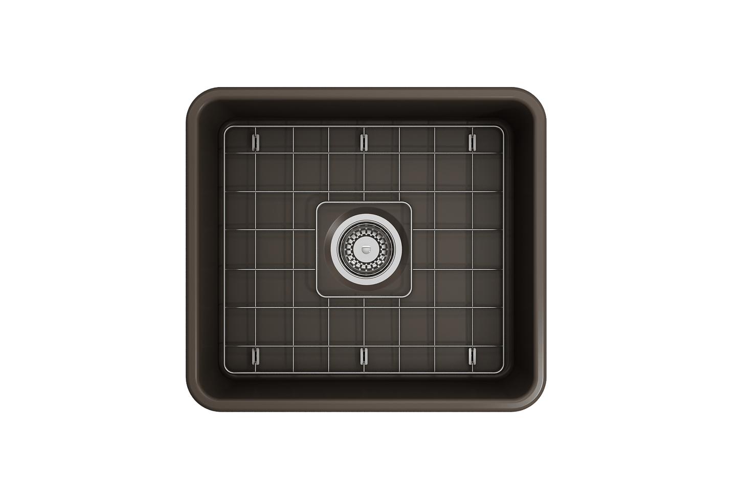 BOCCHI CLASSICO 20" Fireclay Farmhouse Single Bowl Kitchen Sink with Protective Bottom Grid and Strainer