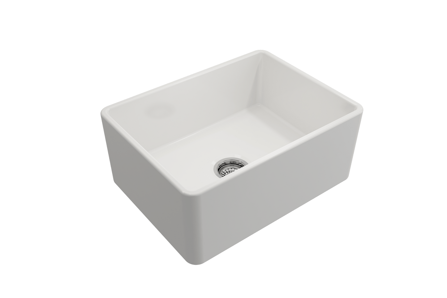 BOCCHI CLASSICO 24" Fireclay Farmhouse Single Bowl Kitchen Sink with protective bottom grid and strainer