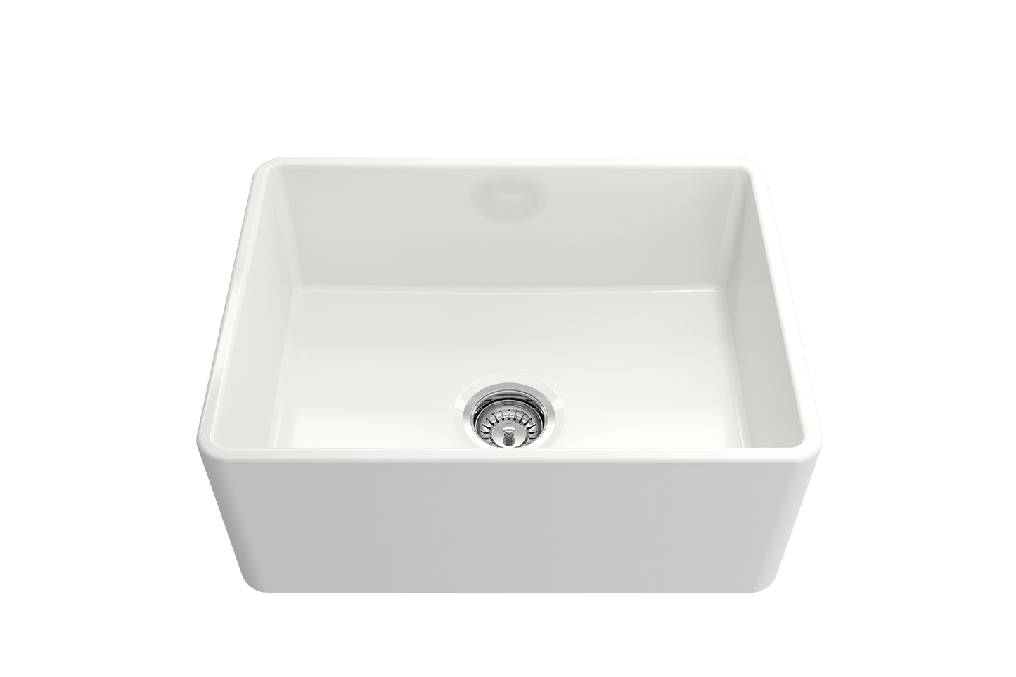 BOCCHI CLASSICO 24" Fireclay Farmhouse Single Bowl Kitchen Sink with protective bottom grid and strainer
