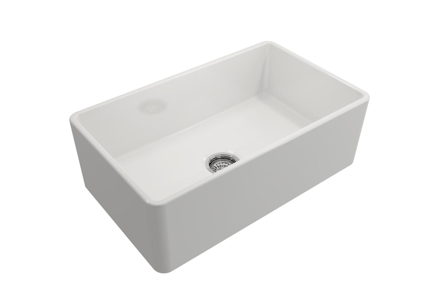 BOCCHI CLASSICO 30" Fireclay Farmhouse Single Bowl Kitchen Sink with Protective Bottom Grid and Strainer