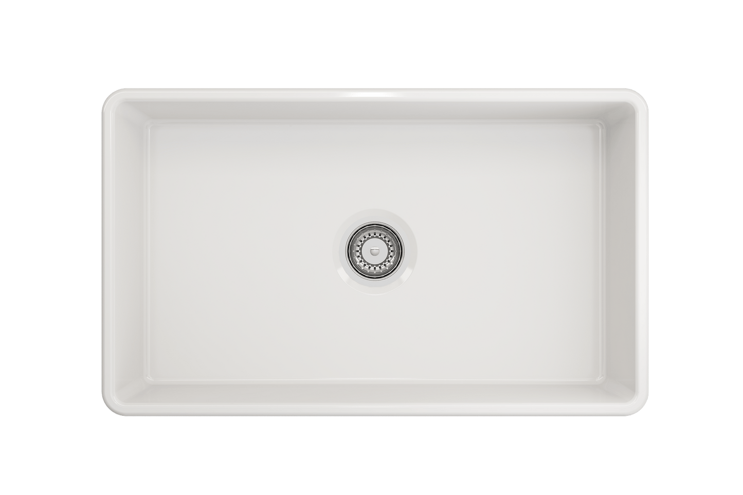 BOCCHI CLASSICO 30" Fireclay Farmhouse Single Bowl Kitchen Sink with Protective Bottom Grid and Strainer