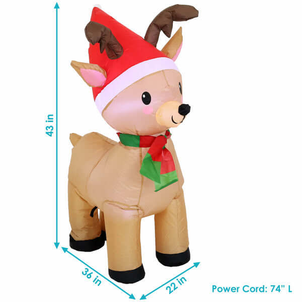 3.5' Foot Cheerful Reindeer- Inflatable Christmas Decoration