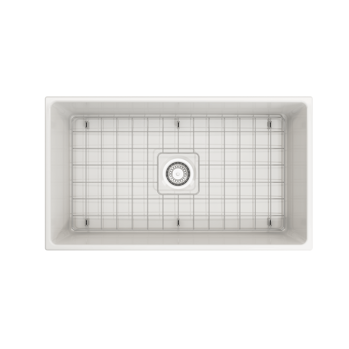 BOCCHI VIGNETO 33" Fireclay Farmhouse Single Bowl Kitchen Sink with Protective Bottom Grid and Strainer