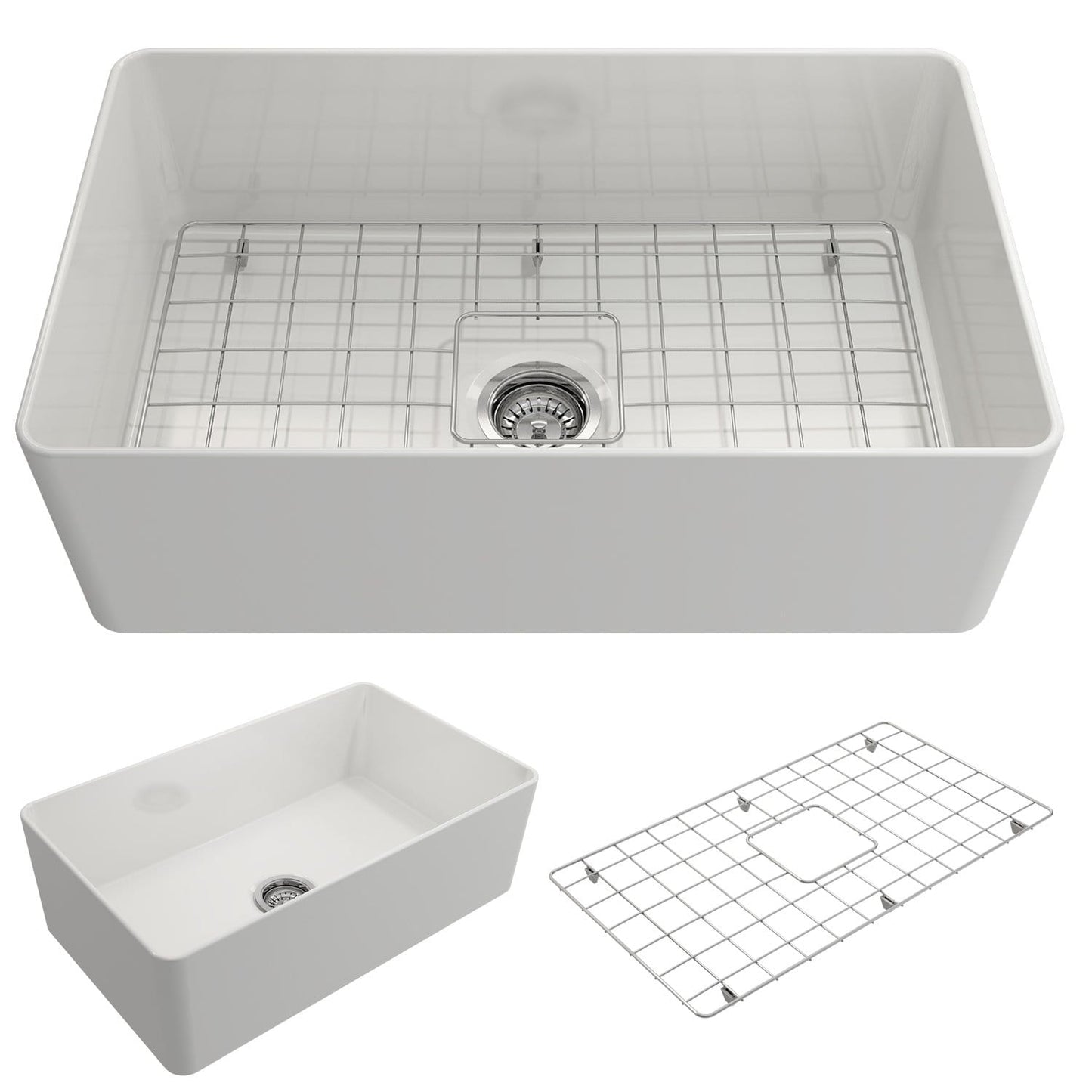 BOCCHI ADERCI FORTE 30" Ultra-Slim Farmhouse Fireclay Single Bowl Kitchen Sink