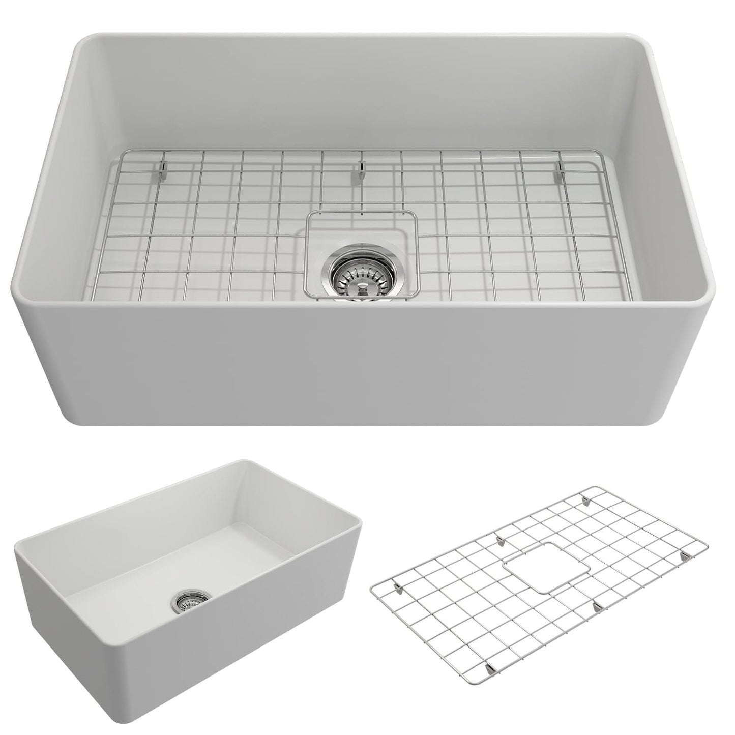 BOCCHI ADERCI FORTE 30" Ultra-Slim Farmhouse Fireclay Single Bowl Kitchen Sink