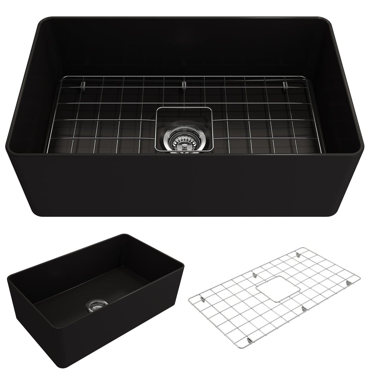 BOCCHI ADERCI FORTE 30" Ultra-Slim Farmhouse Fireclay Single Bowl Kitchen Sink