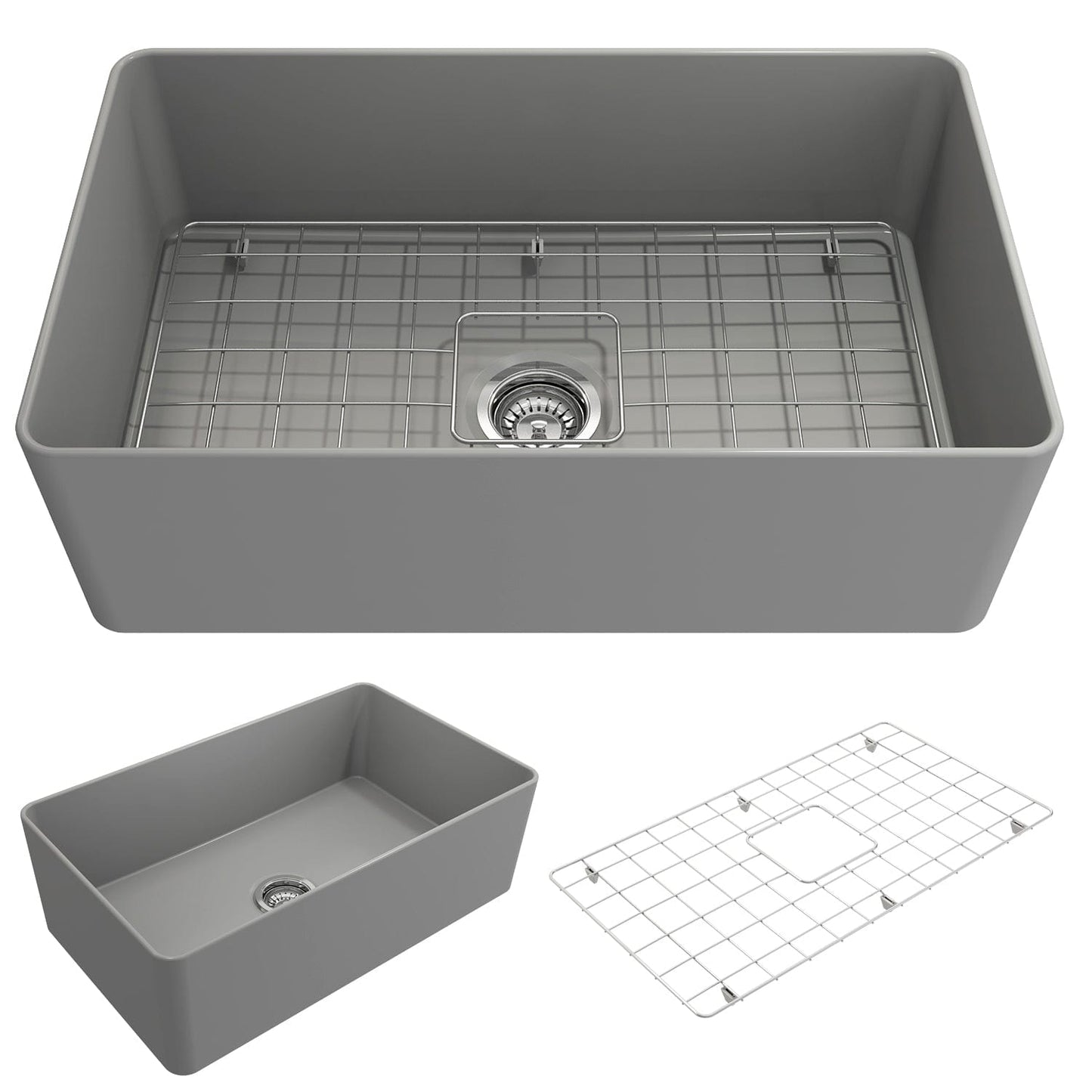 BOCCHI ADERCI FORTE 30" Ultra-Slim Farmhouse Fireclay Single Bowl Kitchen Sink