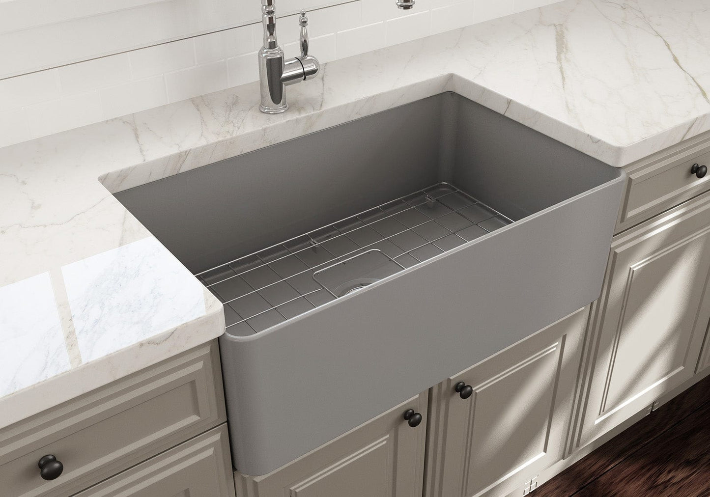 BOCCHI ADERCI FORTE 30" Ultra-Slim Farmhouse Fireclay Single Bowl Kitchen Sink