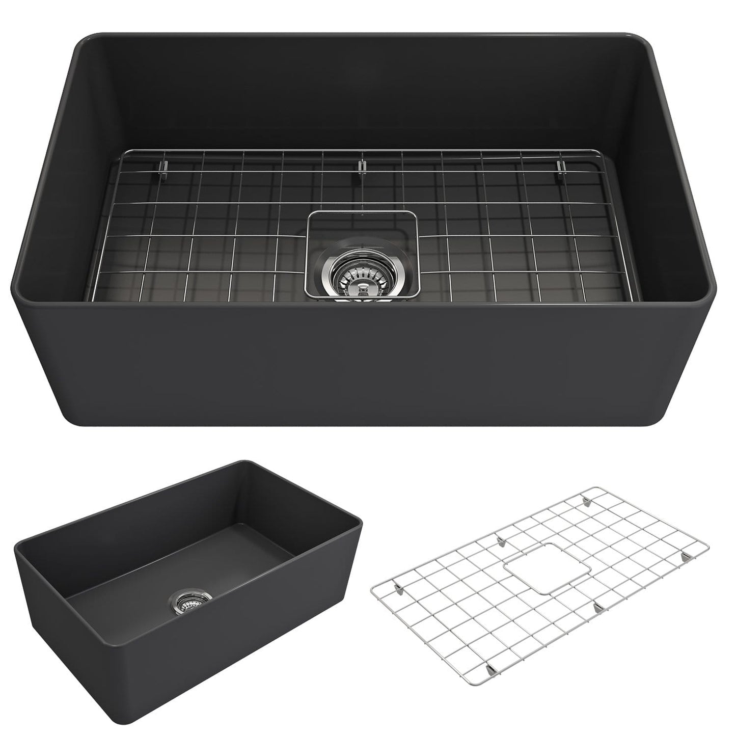 BOCCHI ADERCI FORTE 30" Ultra-Slim Farmhouse Fireclay Single Bowl Kitchen Sink