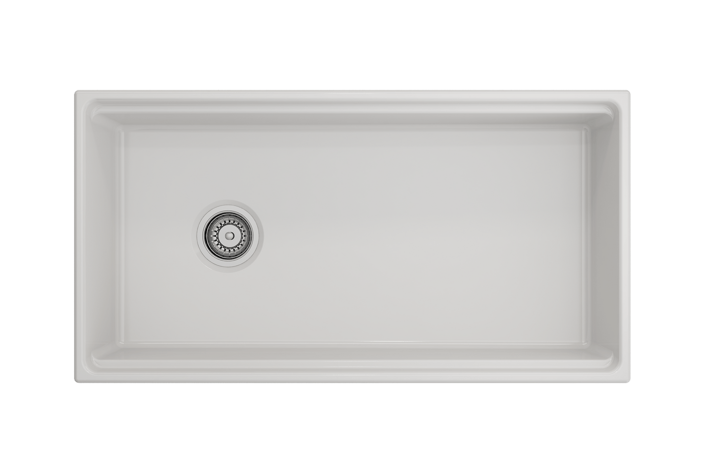 BOCCHI CONTEMPO 36" Step Rim With Integrated Work Station Fireclay Farmhouse Single Bowl Kitchen Sink with Accessories