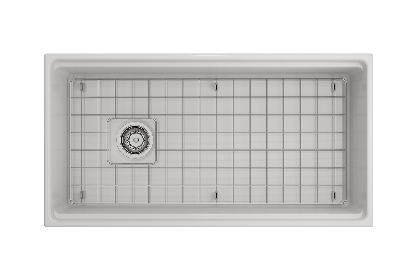 BOCCHI CONTEMPO 36" Step Rim With Integrated Work Station Fireclay Farmhouse Single Bowl Kitchen Sink with Accessories