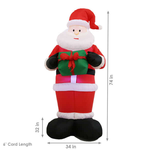 6' Santa Claus with Gift- Inflatable Christmas Decoration