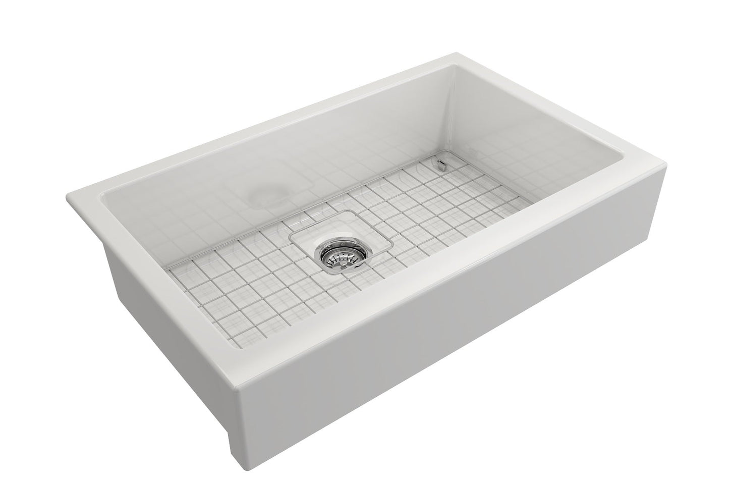 BOCCHI NUOVA 34" Single Bowl Kitchen Sink with Protective Bottom Grid and Strainer