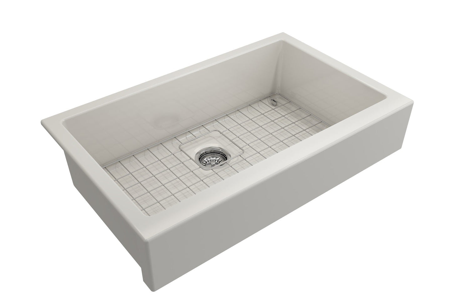 BOCCHI NUOVA 34" Single Bowl Kitchen Sink with Protective Bottom Grid and Strainer