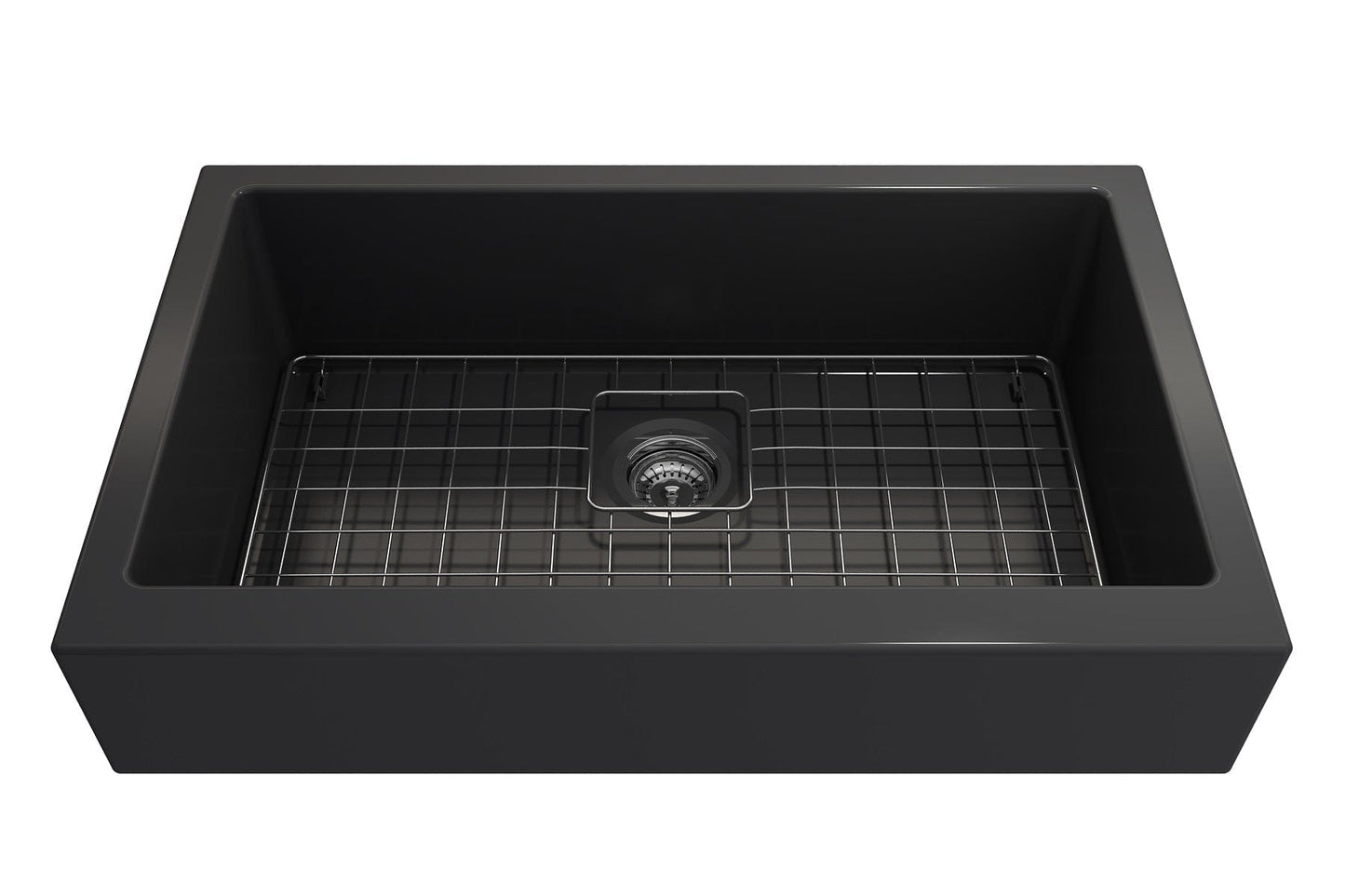 BOCCHI NUOVA 34" Single Bowl Kitchen Sink with Protective Bottom Grid and Strainer