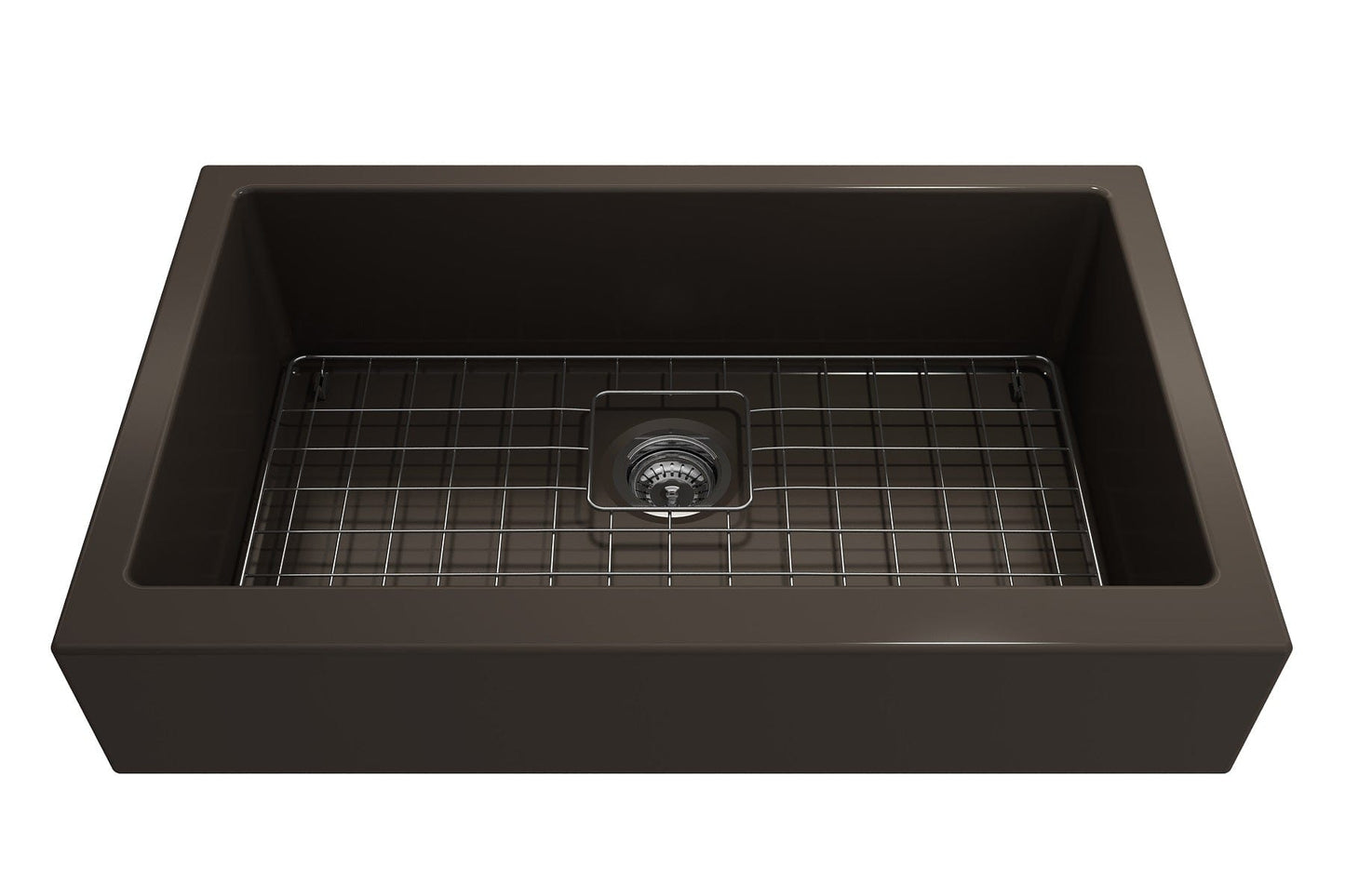 BOCCHI NUOVA 34" Single Bowl Kitchen Sink with Protective Bottom Grid and Strainer