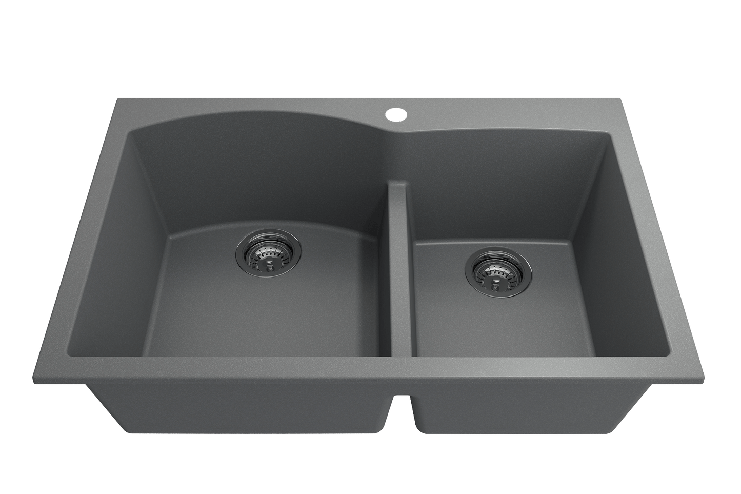 BOCCHI CAMPINO DUO 33" Dual Mount 60/40 Double Bowl Granite Kitchen Sink with Strainers
