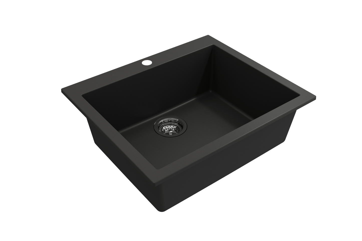 CAMPINO UNO 24" Single Bowl Dual Mount Granite Kitchen Sink with Strainer