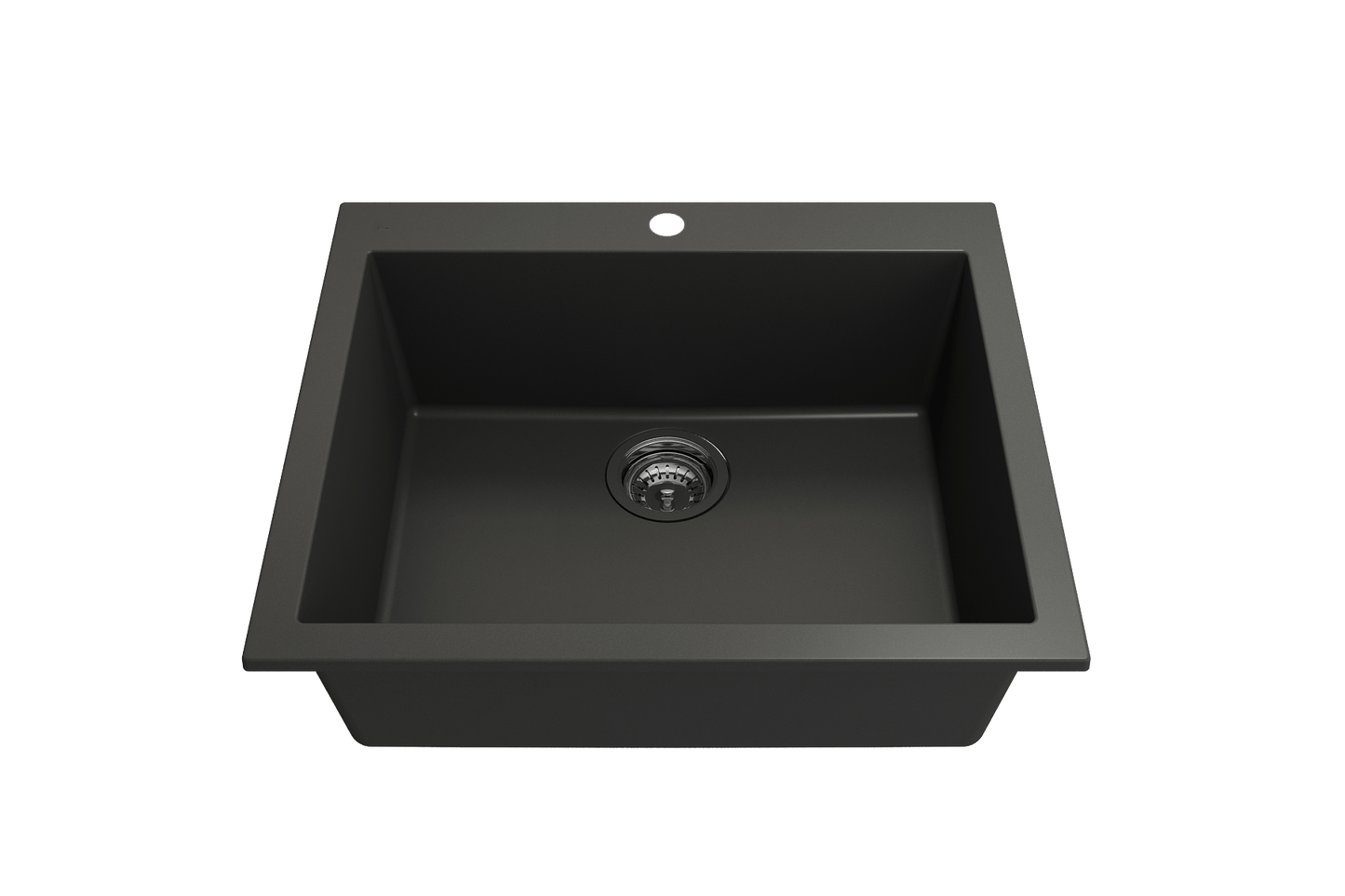 CAMPINO UNO 24" Single Bowl Dual Mount Granite Kitchen Sink with Strainer