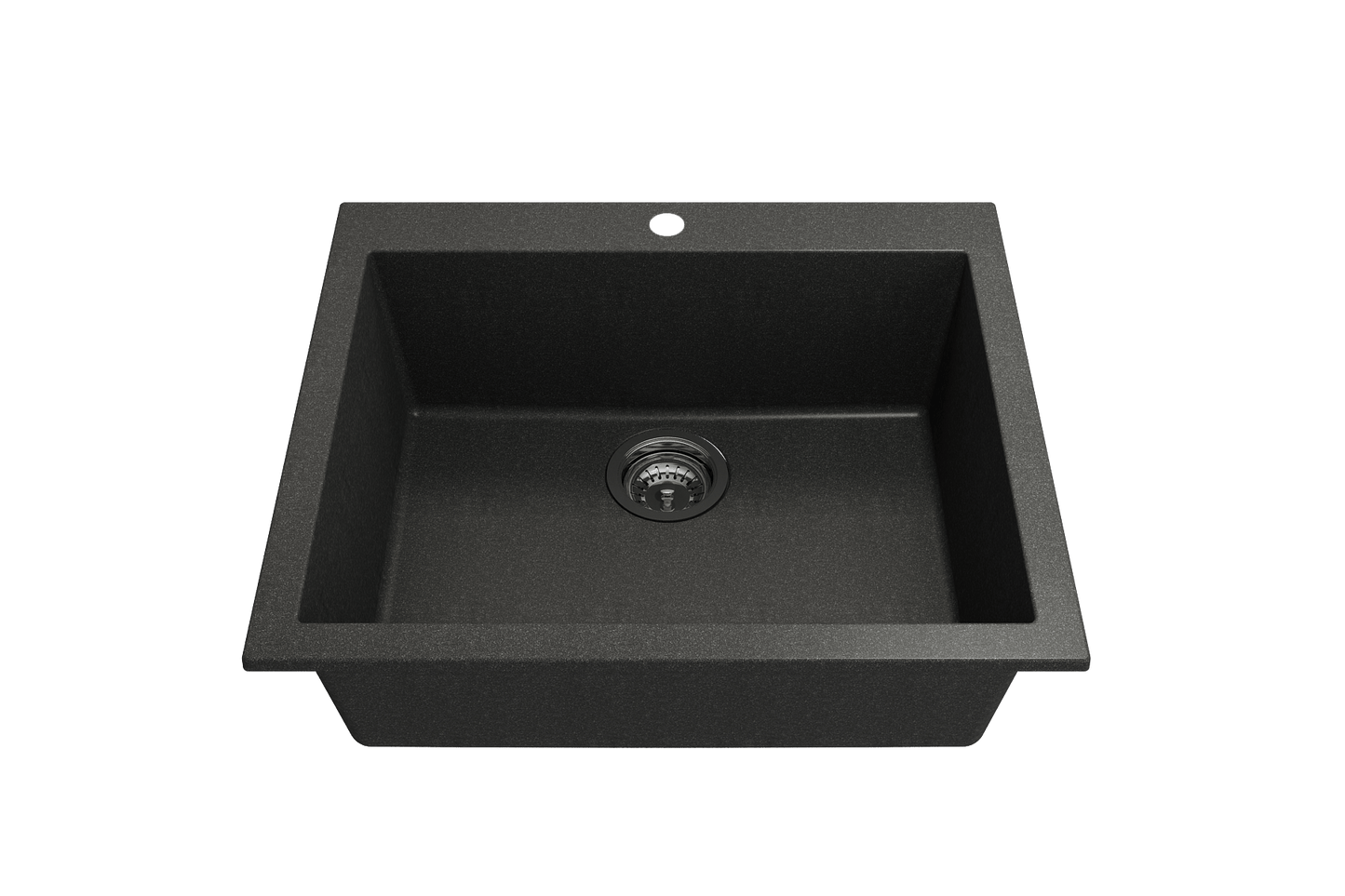 CAMPINO UNO 24" Single Bowl Dual Mount Granite Kitchen Sink with Strainer