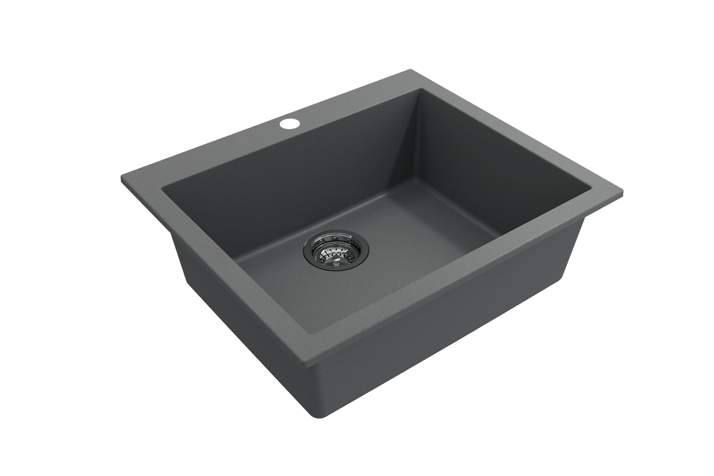 CAMPINO UNO 24" Single Bowl Dual Mount Granite Kitchen Sink with Strainer