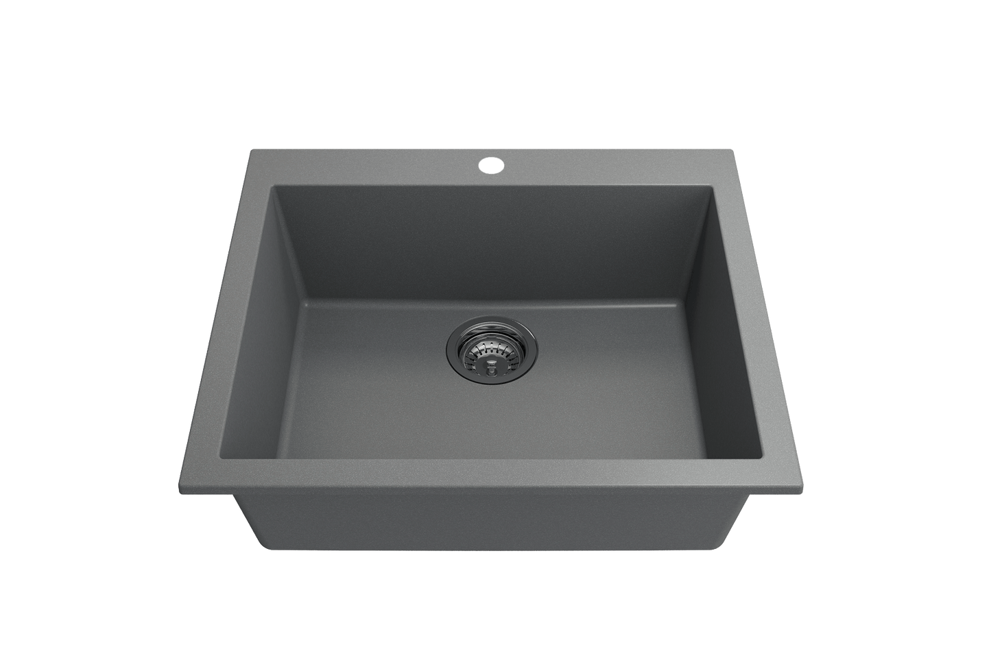 CAMPINO UNO 24" Single Bowl Dual Mount Granite Kitchen Sink with Strainer