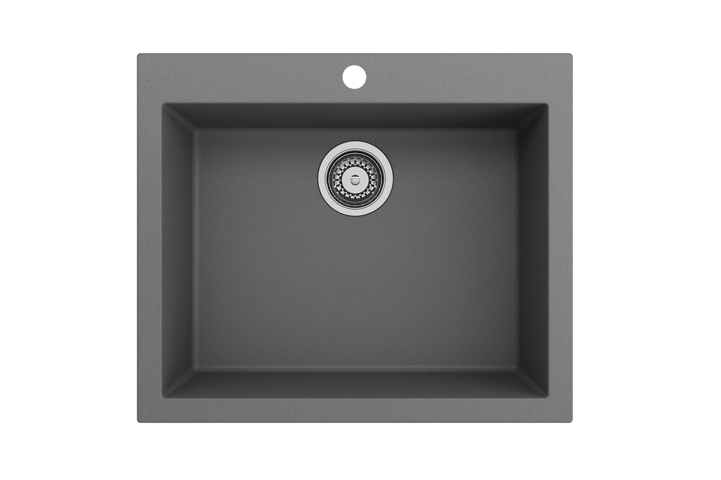 CAMPINO UNO 24" Single Bowl Dual Mount Granite Kitchen Sink with Strainer