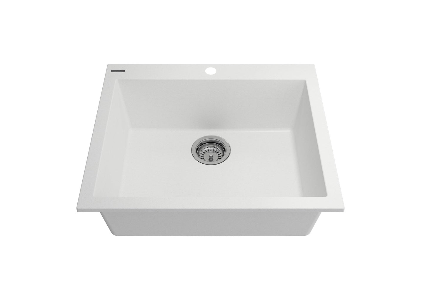CAMPINO UNO 24" Single Bowl Dual Mount Granite Kitchen Sink with Strainer