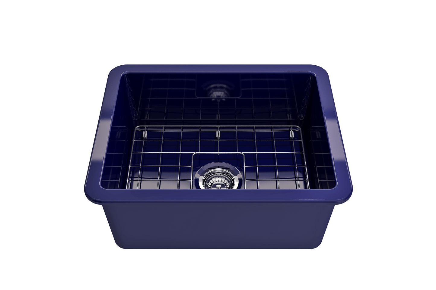 BOCCHI SOTTO 24" Fireclay Dual-Mount Single Bowl Kitchen Sink with Protective Bottom Grid and Strainer