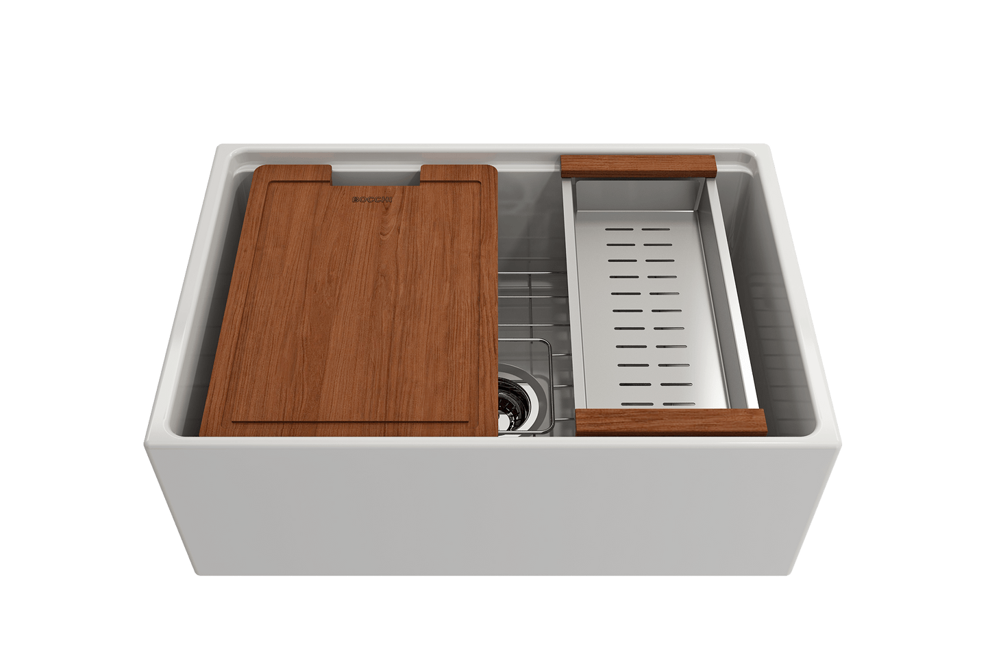 BOCCHI CONTEMPO 27" Single Bowl Kitchen Sink with Integrated Work Station & Accessories