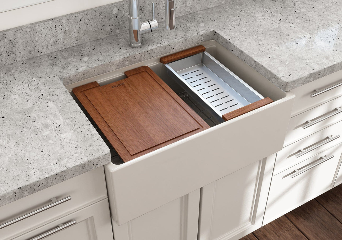 BOCCHI CONTEMPO 27" Single Bowl Kitchen Sink with Integrated Work Station & Accessories