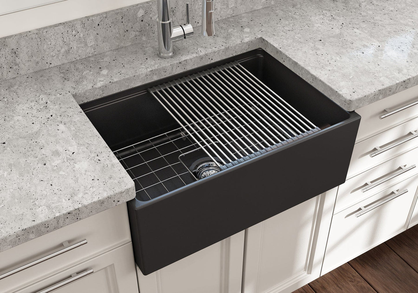 BOCCHI CONTEMPO 27" Single Bowl Kitchen Sink with Integrated Work Station & Accessories