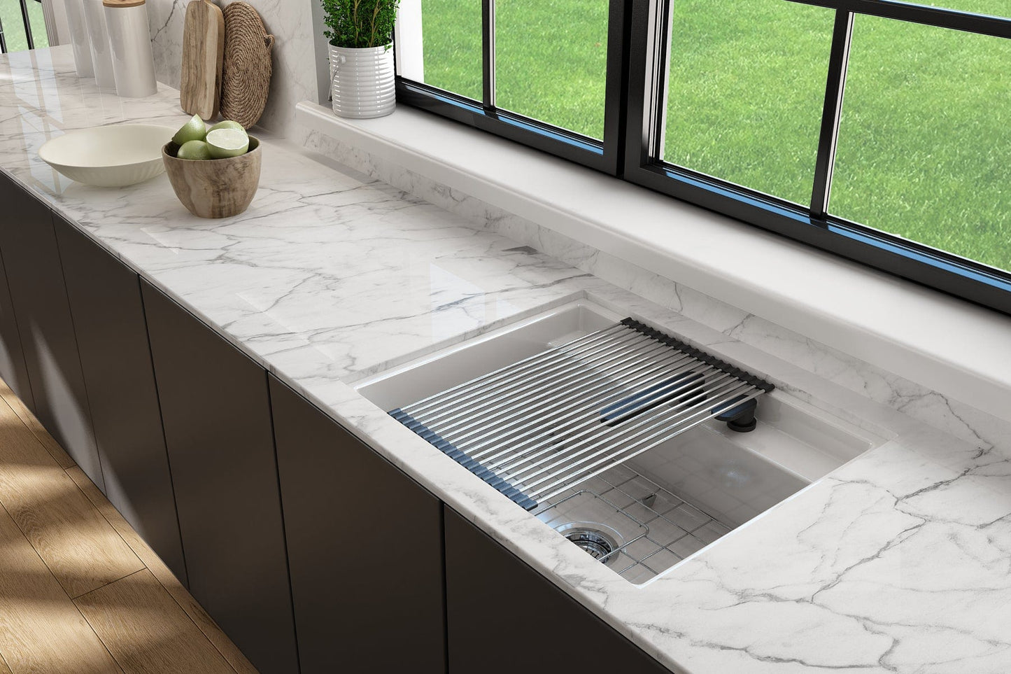BOCCHI BAVENO UNO 27" Single Bowl Kitchen Sink 2-Hole with Integrated Workstation and Accessories