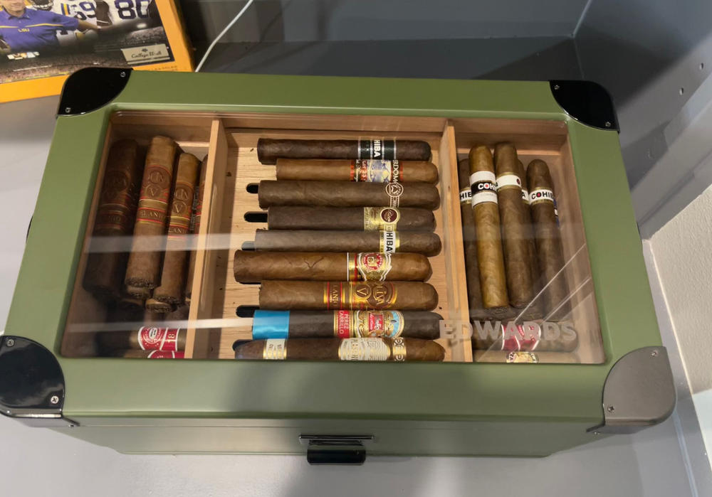 Military Glass Top Humidor | Holds 100 Cigars