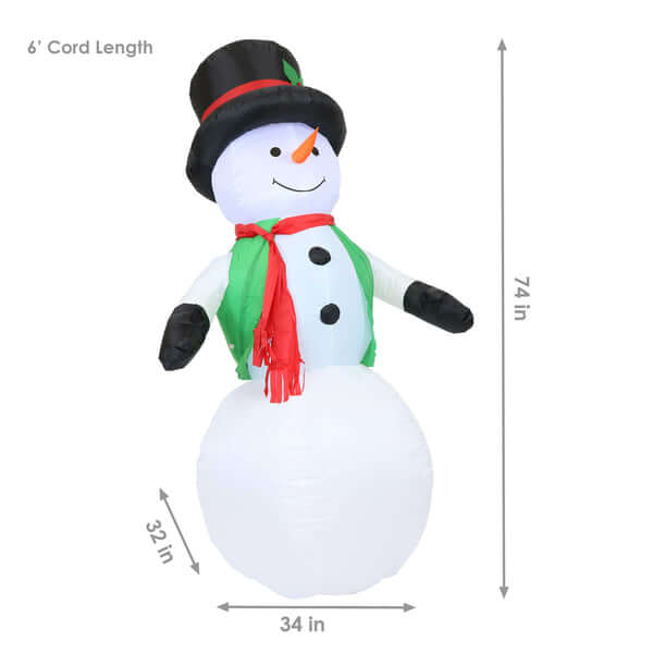 7' Holly Jolly Snowman- Inflatable Christmas Decoration