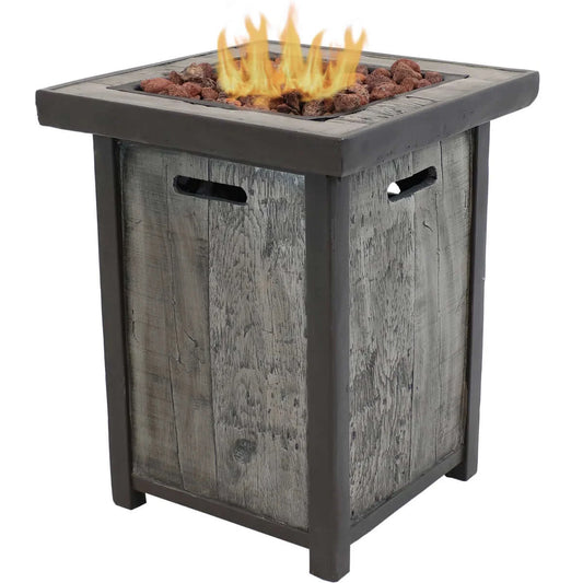 25" Smokeless Cast Stone Fire Pit Table | Weathered Wood Look