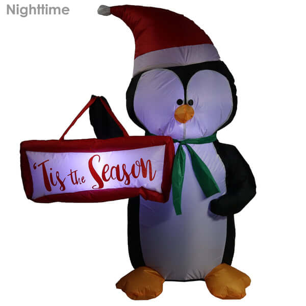 46.5" Jolly Holiday Penguin- Inflatable Christmas Decoration