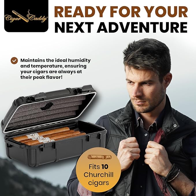 Cigar Caddy 10 Count Travel Humidor For Cigars