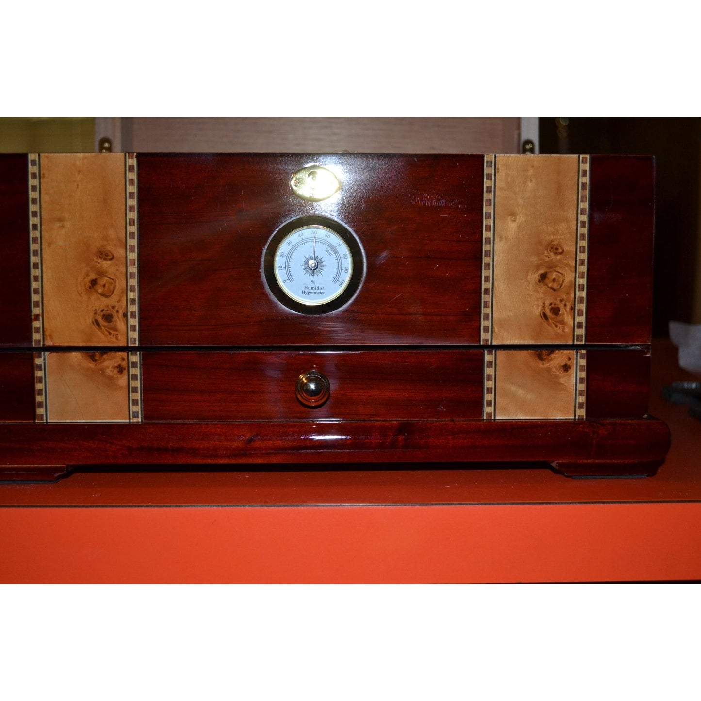 Solana Desktop Cigar Humidor w/ Rose Wood Finish | Holds 100 Cigars