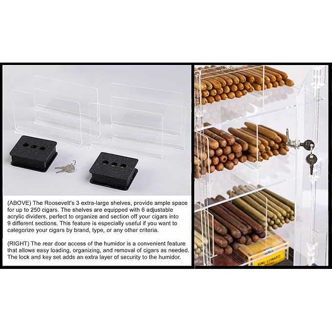 Roosevelt Acrylic Commercial Cigar Humidor Display | Holds 250 Cigars