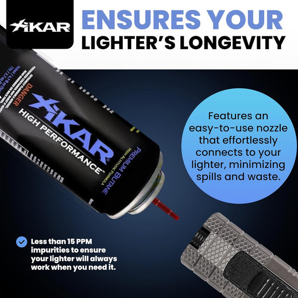 Xikar High Performance Butane Lighter Refill Fluid | 8oz Cans - Case of 12