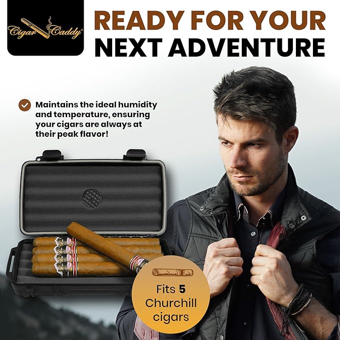 Cigar Caddy 5 Count Travel Humidor For Cigars