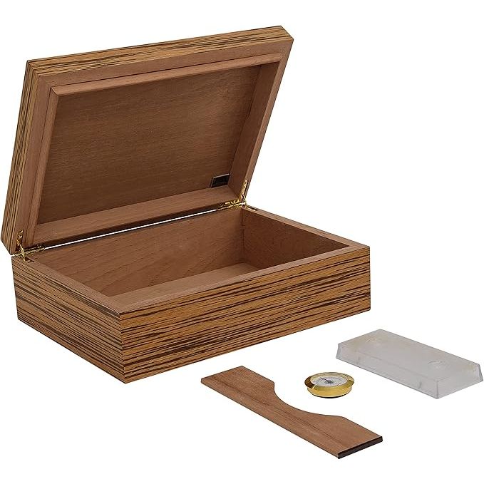 Altesse Desktop Humidor with Zebrawood Veneer | Holds 75 Cigars
