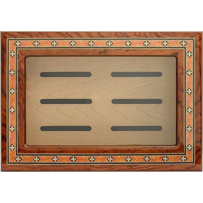 Andorra Desktop Humidor with Glasstop and Bubinga Veneer | Holds 75 Cigars