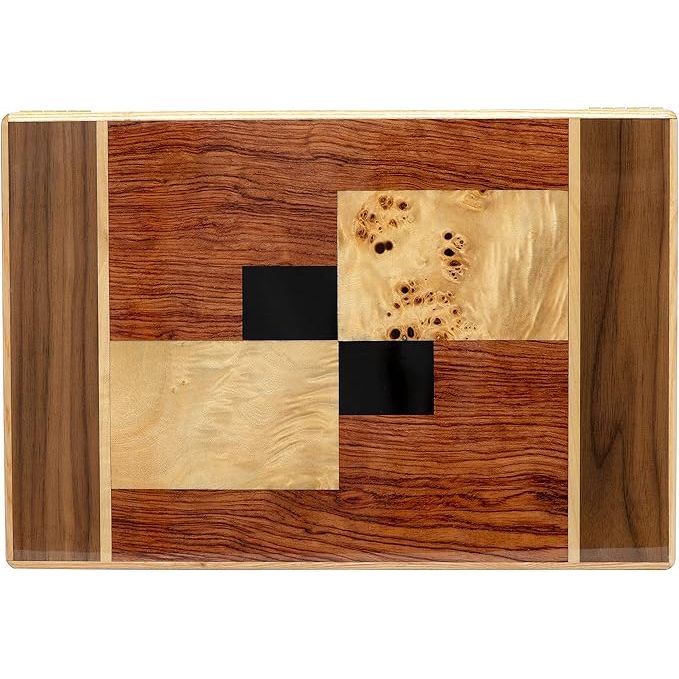 Amarone Desktop Humidor with Bubinga Veneer and Mappa Inlay | Holds 75 Cigars