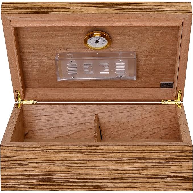 Altesse Desktop Humidor with Zebrawood Veneer | Holds 75 Cigars