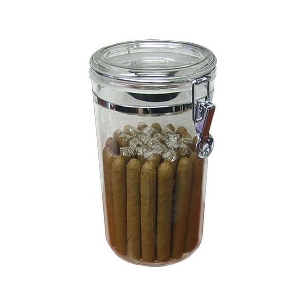 Acrylic Humidor Jar with Humidifier | Holds 25 Cigars